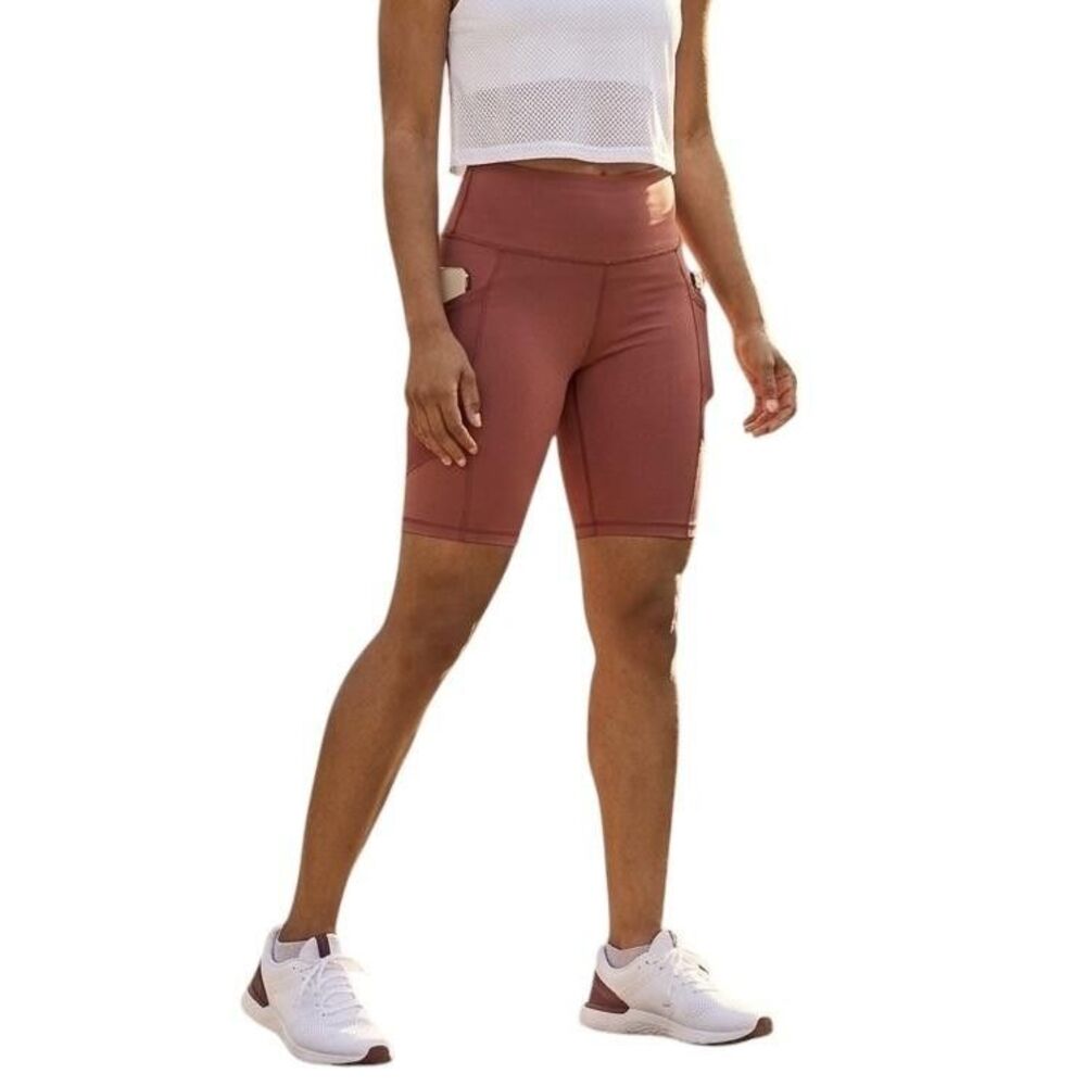 Dyce Active Shorts Women's Medium Dusty Rose Biker High Rise Cell Phone Pocket